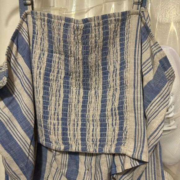 NWT Torrid Blue Striped Mock Button-Down Women's Crop Top - Picture 10 of 11